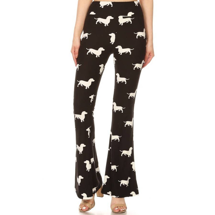 Buttery Soft Dachshund Print High-Waist Palazzo Pants