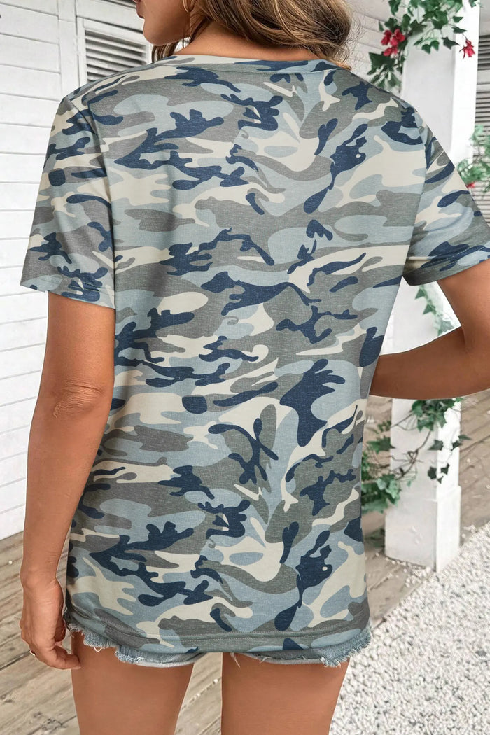 Camouflage Print Crew Neck T-Shirt