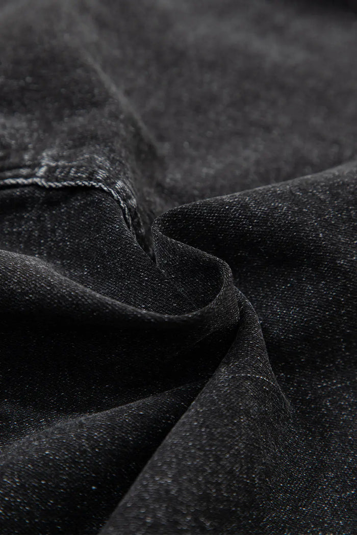 Carbon Grey Mineral Wash Ripped Raw Hem Denim Mini Skirt - Bottoms/Skirts & Petticoat