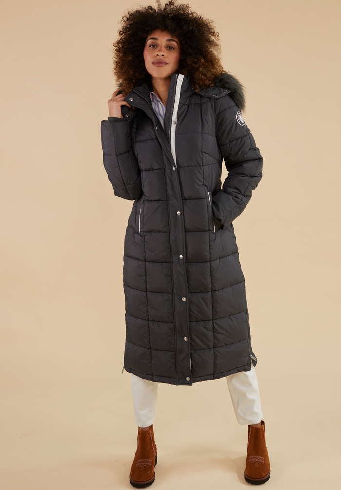 Chatsworth Longline Puffer Coat - Charcoal - Whale Of A Time Clothing