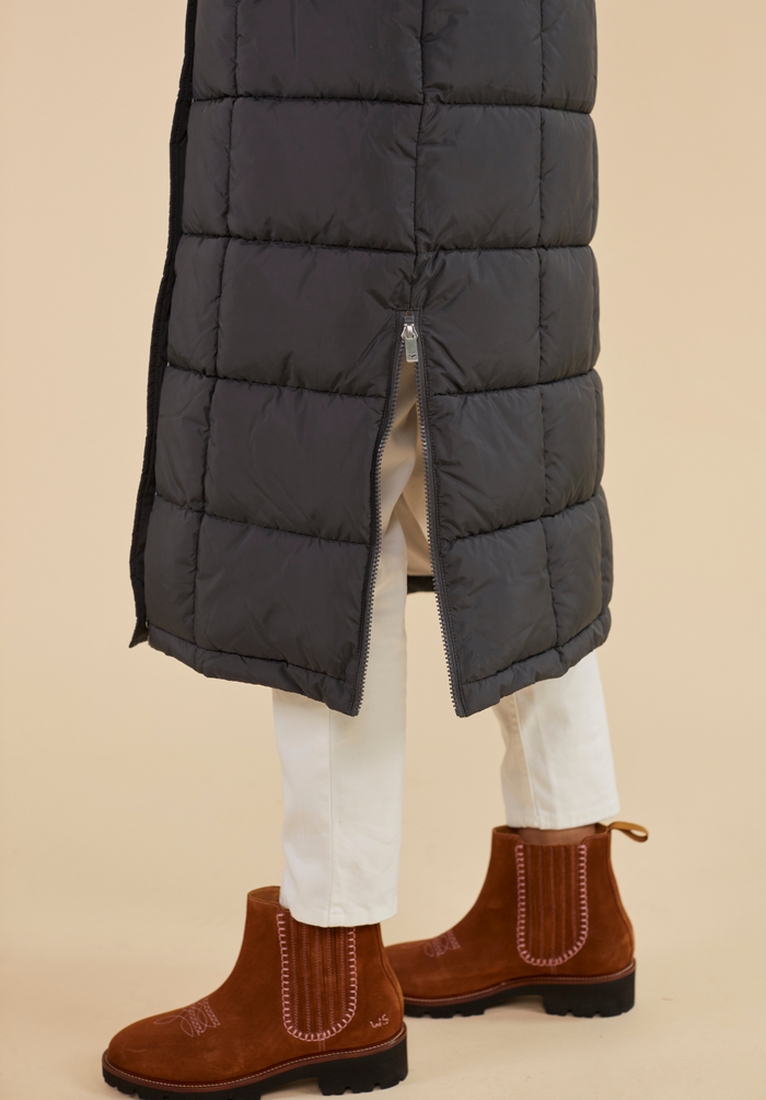 Chatsworth Longline Puffer Coat - Charcoal - Whale Of A Time Clothing