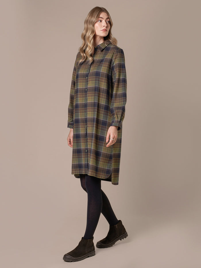 Checked Collared Shirt Dress