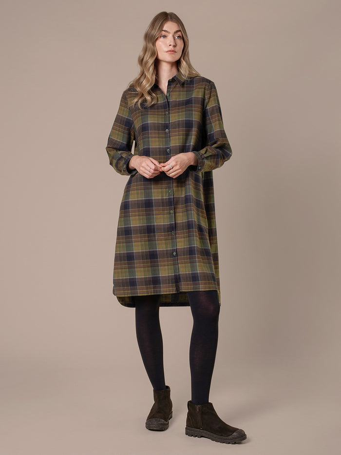 Checked Collared Shirt Dress
