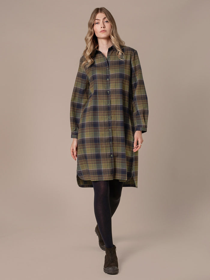 Checked Collared Shirt Dress