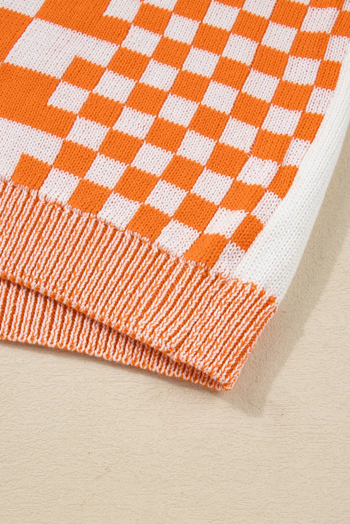 Checkered Bubble Sleeve Drop Shoulder Open Cardigan - Plus Size/Plus Size Sweaters & Cardigans