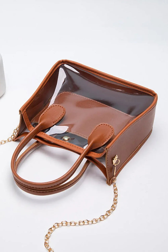 Chestnut PVC PU Leather Chain Strap Clear Shoulder Bag - Black / ONE SIZE - Shoes & Bags/Shoulder Bags