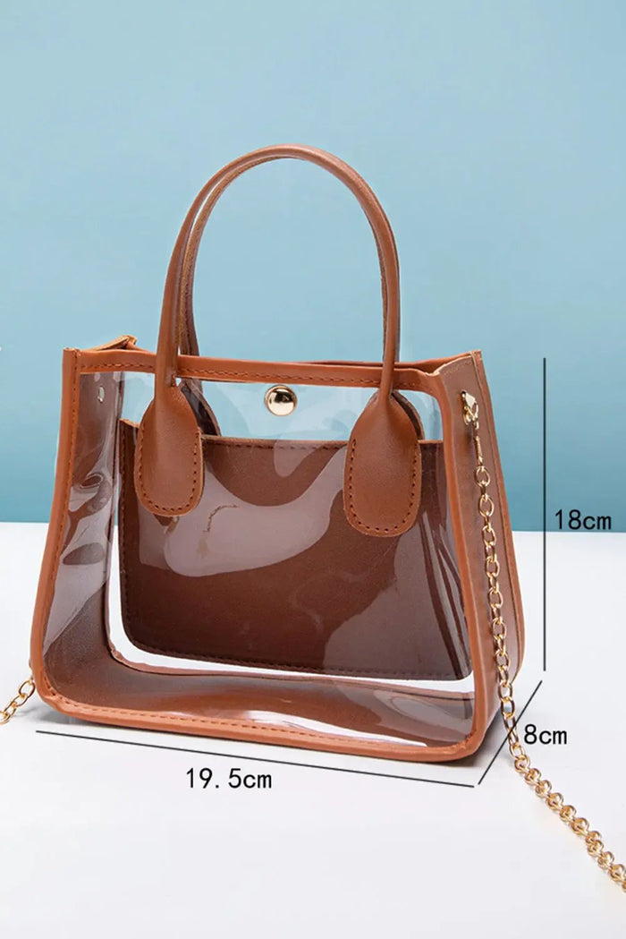 Chestnut PVC PU Leather Chain Strap Clear Shoulder Bag - Black / ONE SIZE - Shoes & Bags/Shoulder Bags