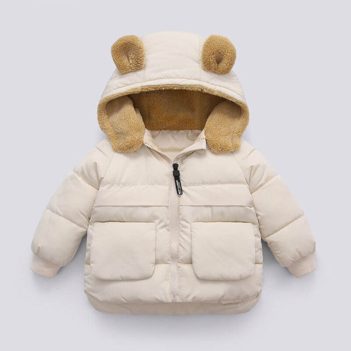 Children Short Thick Hooded Jacket | Kids Warm Hooded Winter Coat