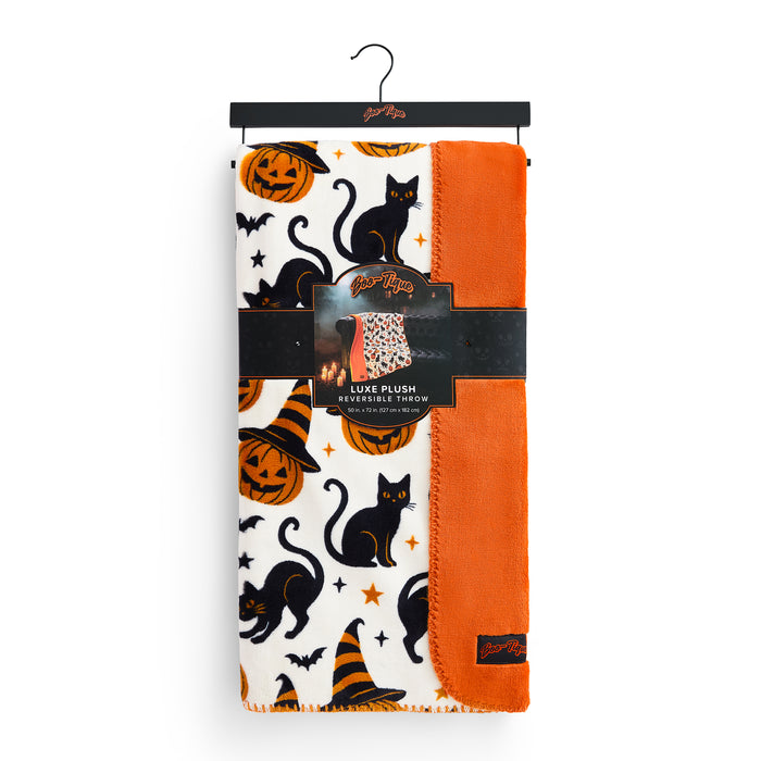 Presentación con etiqueta de la manta Halloween Cats Night #color_UNB Cats Night