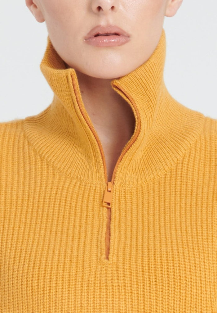 ZAYA 1 Snood en cachemire 4 fils jaune moutarde