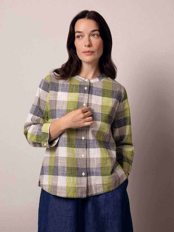 Collarless Swing Blouse