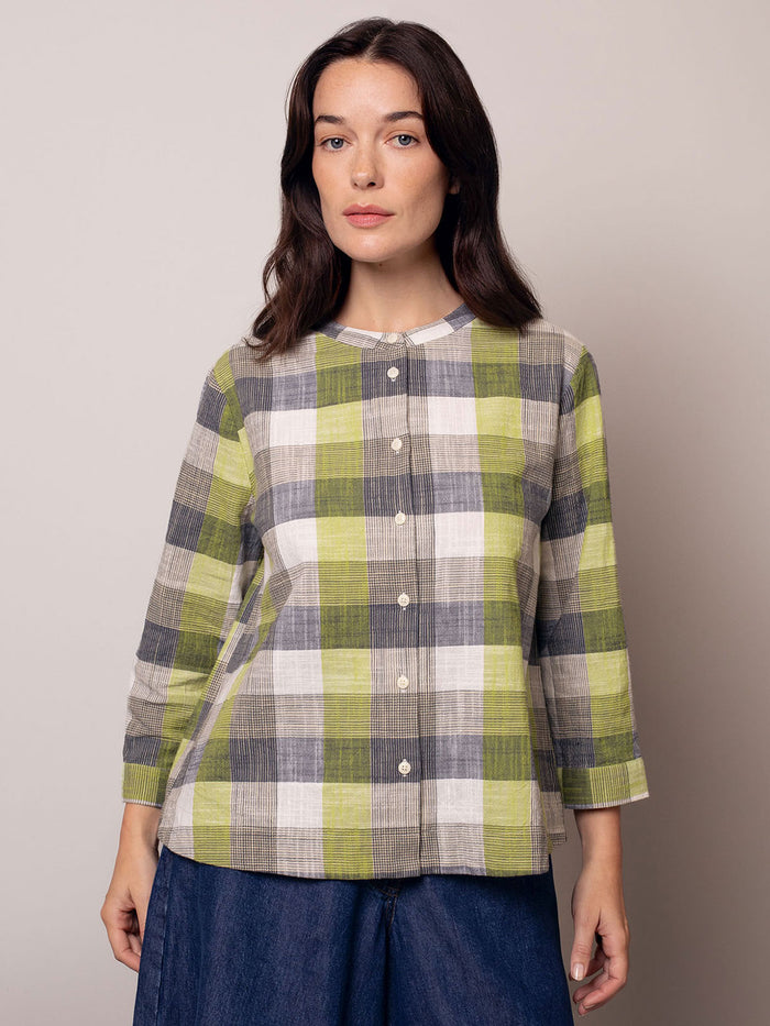 Collarless Swing Blouse