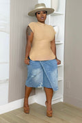 Corrine Sculpted Peplum Top - Khaki