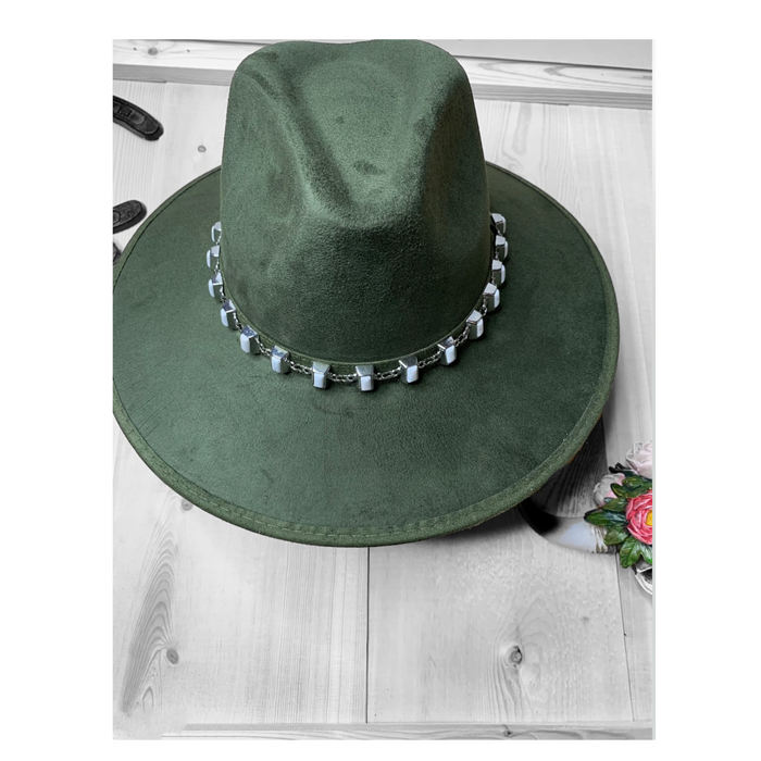Cowgirl Hat With White Stone Hat Band