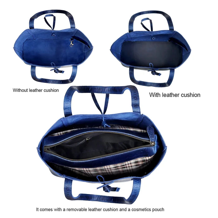 Denver Leather Bag Combo - Blue