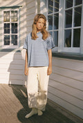 Devon Striped Oversized Tee in Blue Wash