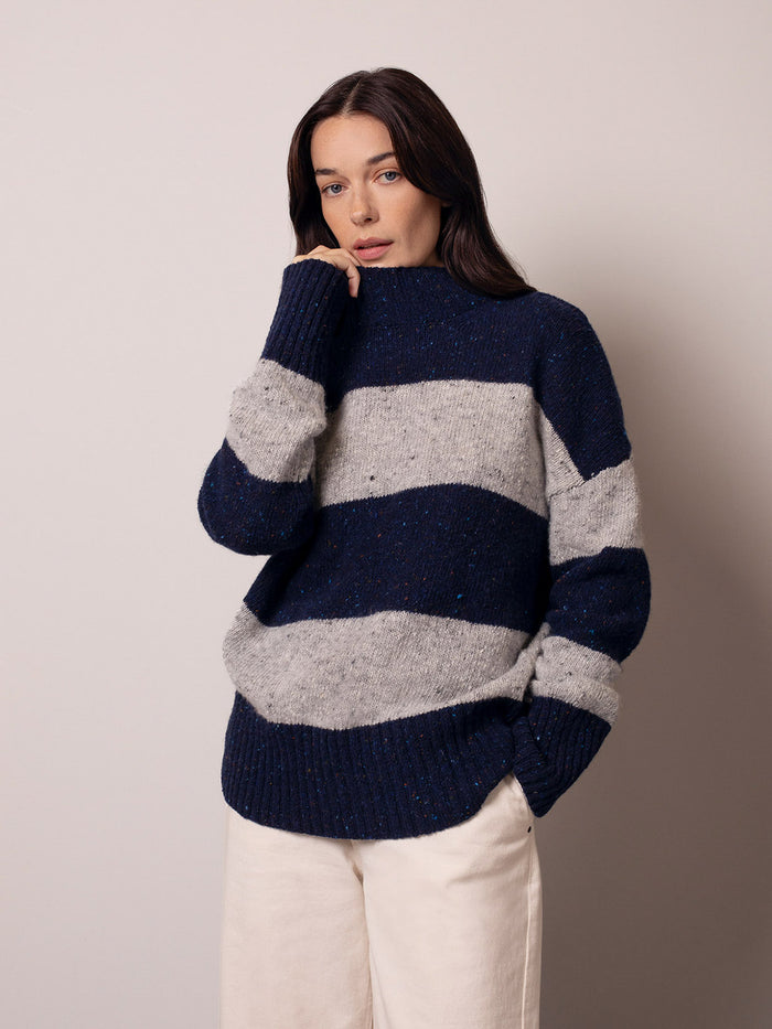 Donegal Colourblock Funnel Neck