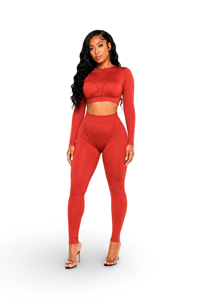 Don't Make A Scene - Long Sleeve Detailed Legging Set