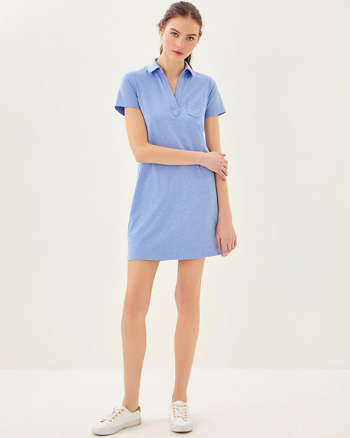 Dune Upf 50 Plus Short Sleeve Dress - Heathered Jacaranda Blue