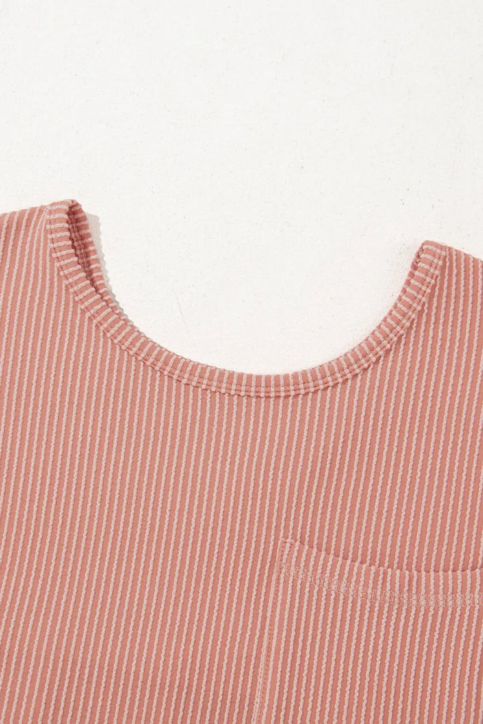 Dusty Pink Cord Textured Swing Mini Dress with Pockets - Dresses/Mini Dresses