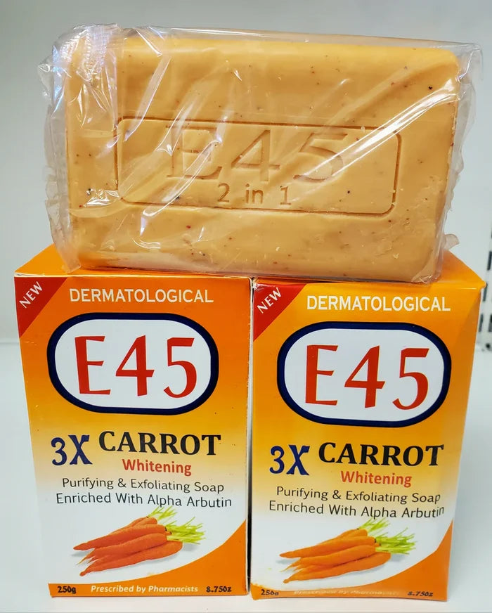 E45 3X CARROT WHITENING PURIFYING & EXFOLIATING SOAP