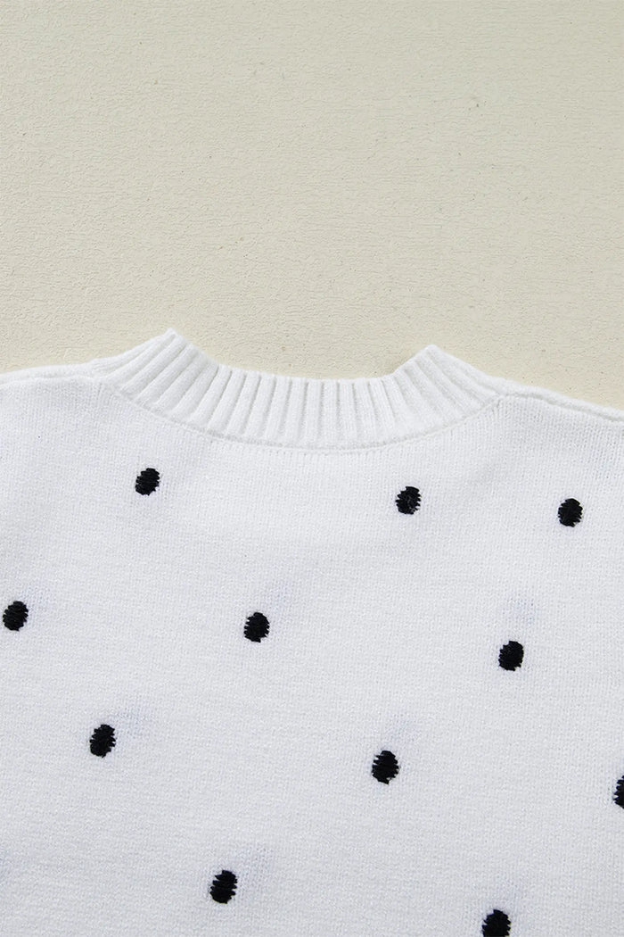 Elegant Polka Dot Bubble Short Sleeve Sweater