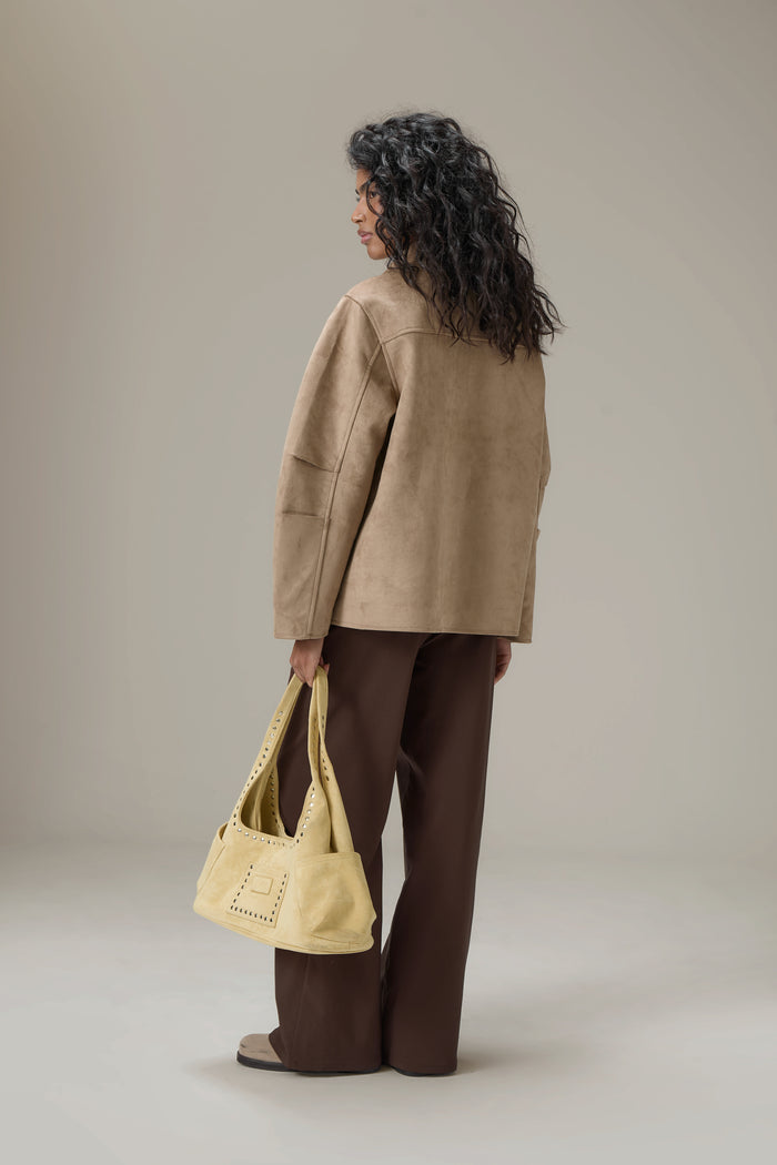 Elmer Faux Suede Button Jacket in Tan