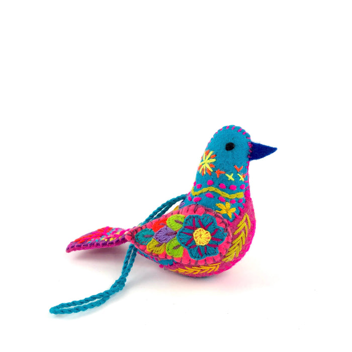 Embroidered Song Bird Ornament