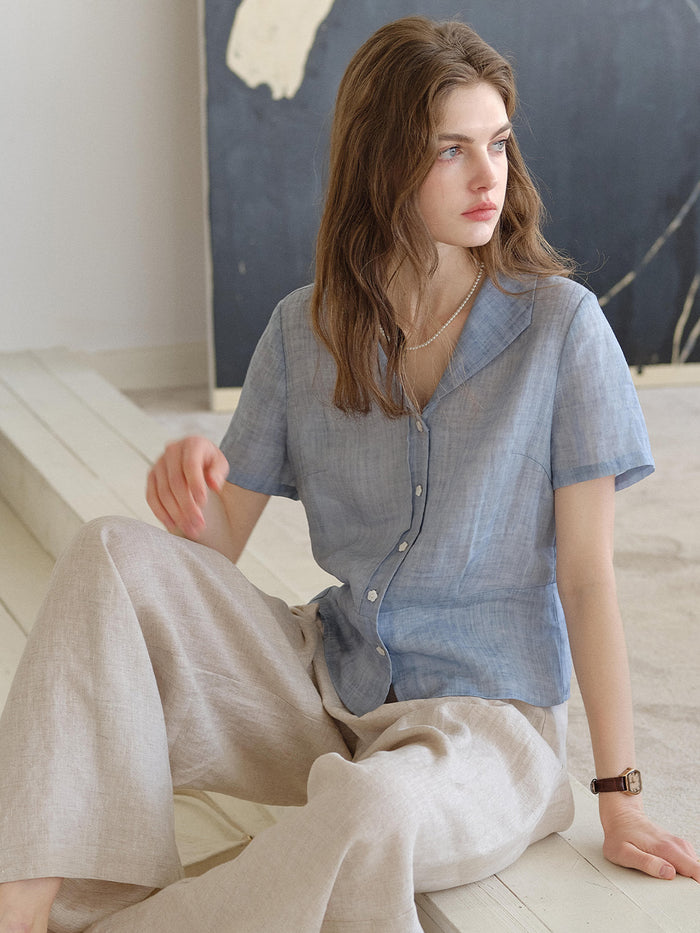 Emily V-Neck Ramie Blouse