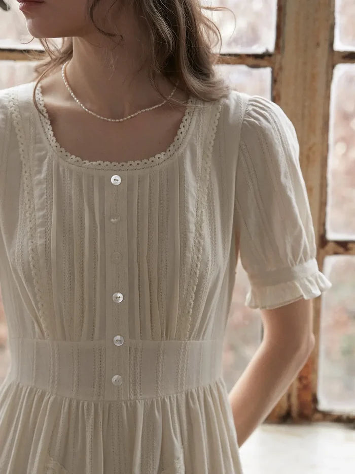 Emmeline Round Neck 100%Cotton Dress