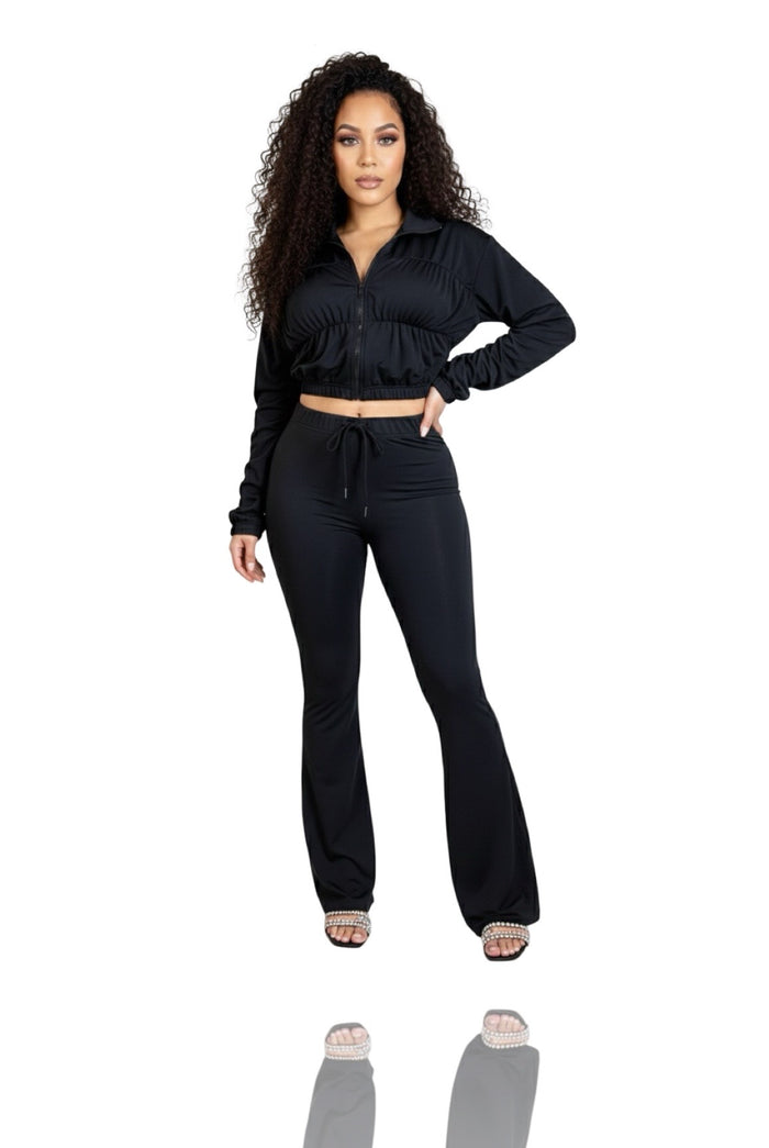 Everything New - Eco Frost Cotton Ruffle Zip Up Jacket Pants Set