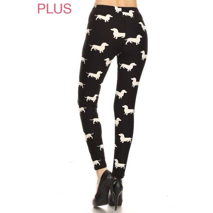 Extra Plus Size Buttery Soft Dachshund Print Leggings (3X-4X)