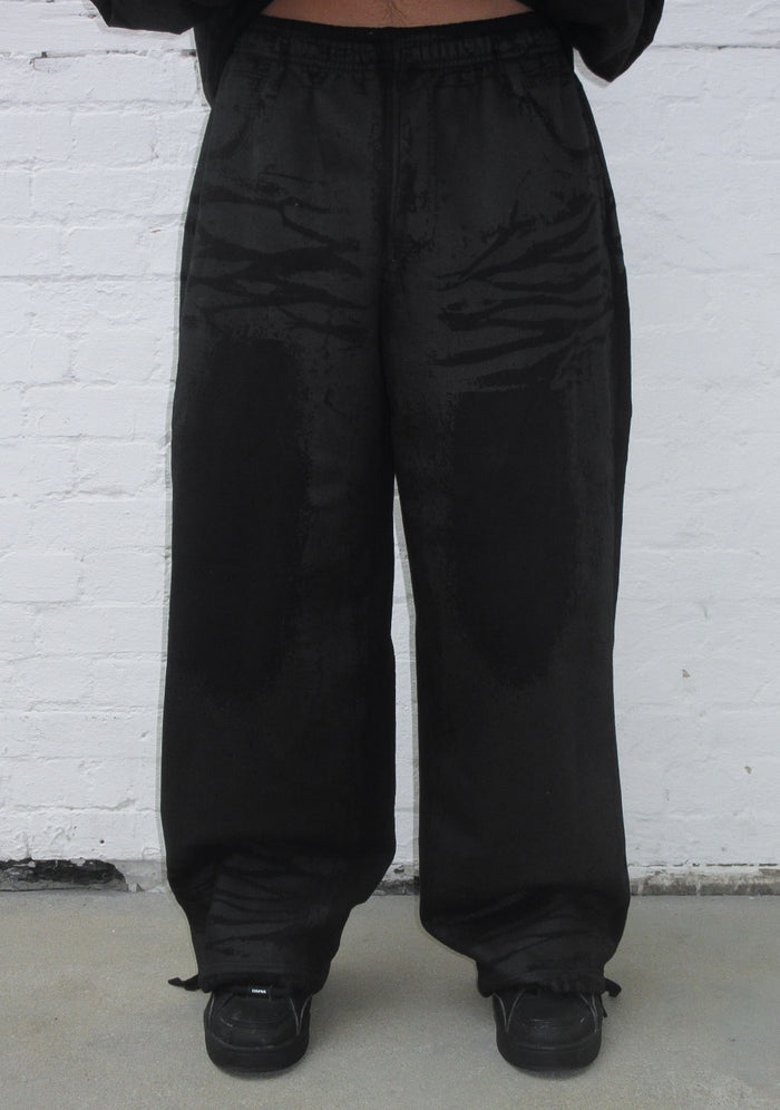 FAITHFUL LEATHER EFFECT OVERSIZED SWEATPANTS BLACK