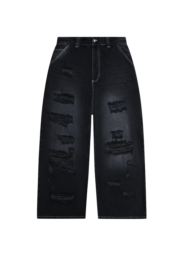 FAITHFUL STUDDED OVERSIZED JEANS WASHED BLACK