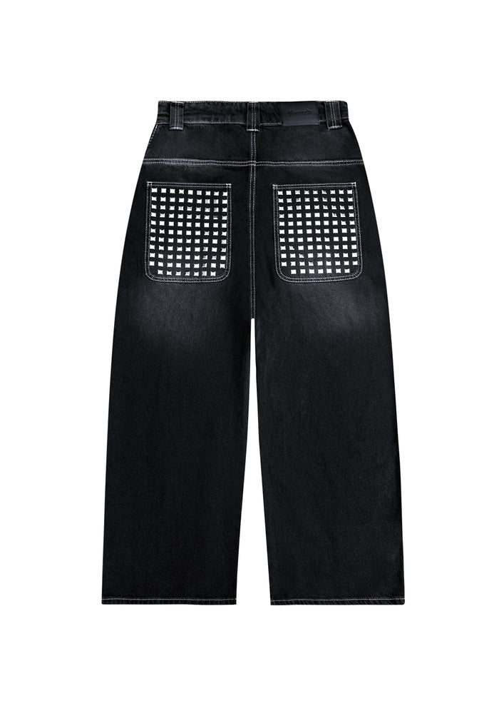 FAITHFUL STUDDED OVERSIZED JEANS WASHED BLACK