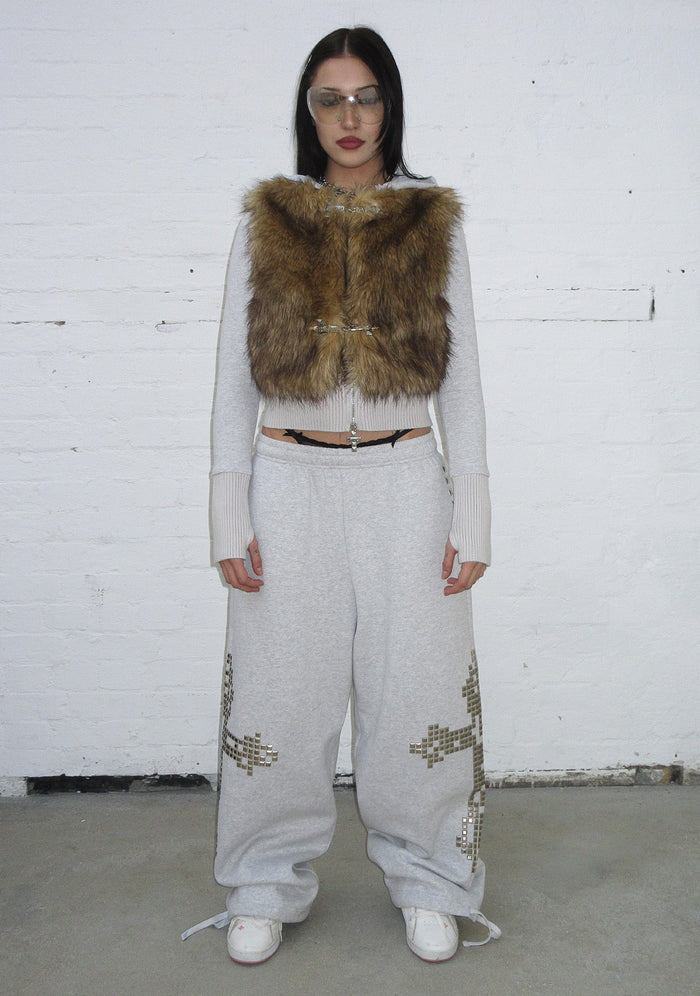 FAITHFUL STUDDED OVERSIZED SWEATPANTS GREY MARL