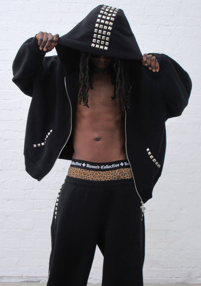 FAITHFUL STUDDED ZIP HOODIE BLACK