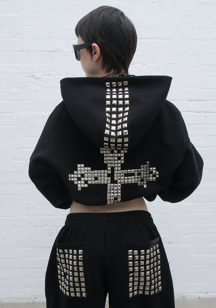 FAITHFUL STUDDED ZIP HOODIE BLACK