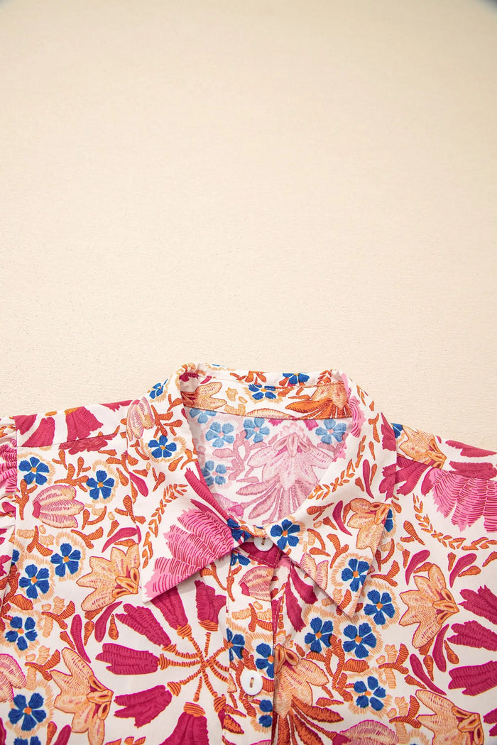 Fall Flower Print Long Sleeve Mini Dress - Dresses/Mini Dresses