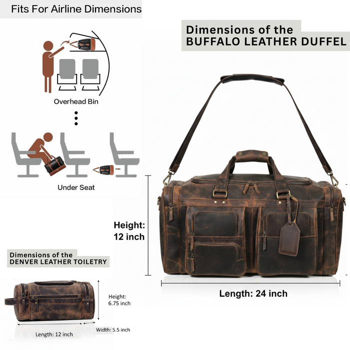 Farm Premium Buffalo Leather Duffle Combo Set