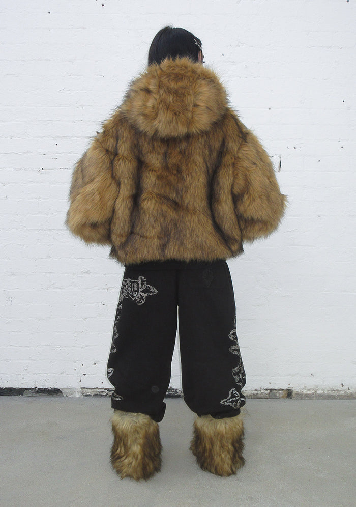 FERAL FAUX FUR REVERSIBLE BOMBER JACKET CAMO AND NATURAL