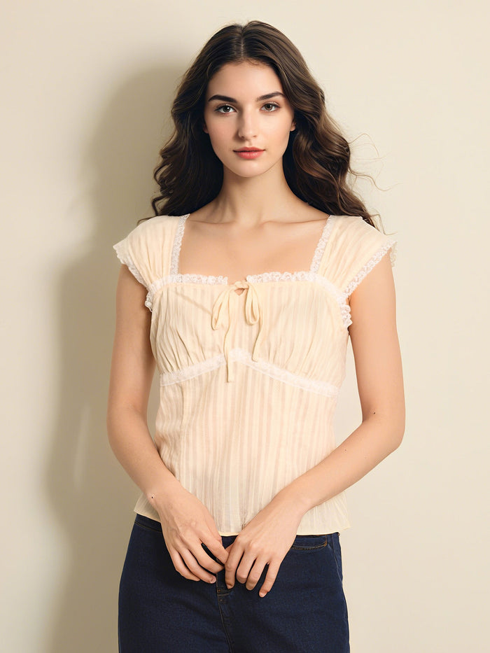 【Final Sale】Cecilia Square Neck 100% Cotton Blouse