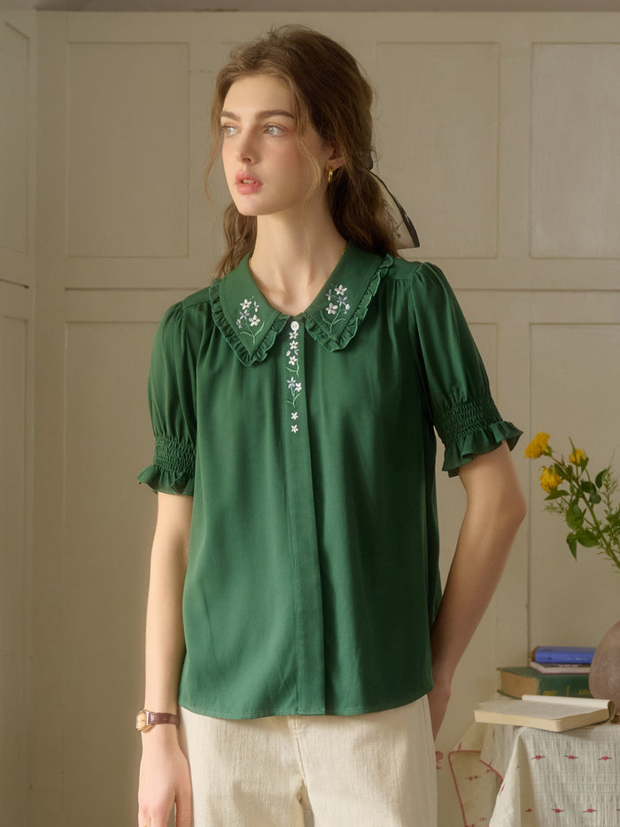 【Final Sale】Skye Floral Embroidered Puff Top