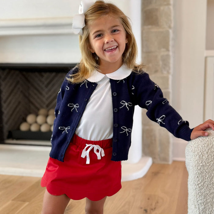 Girls Bow Sweater - Navy