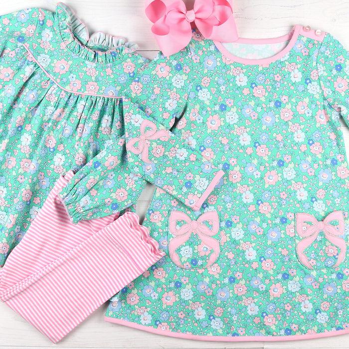 Girls Ruffle Neck Top - Garden Green