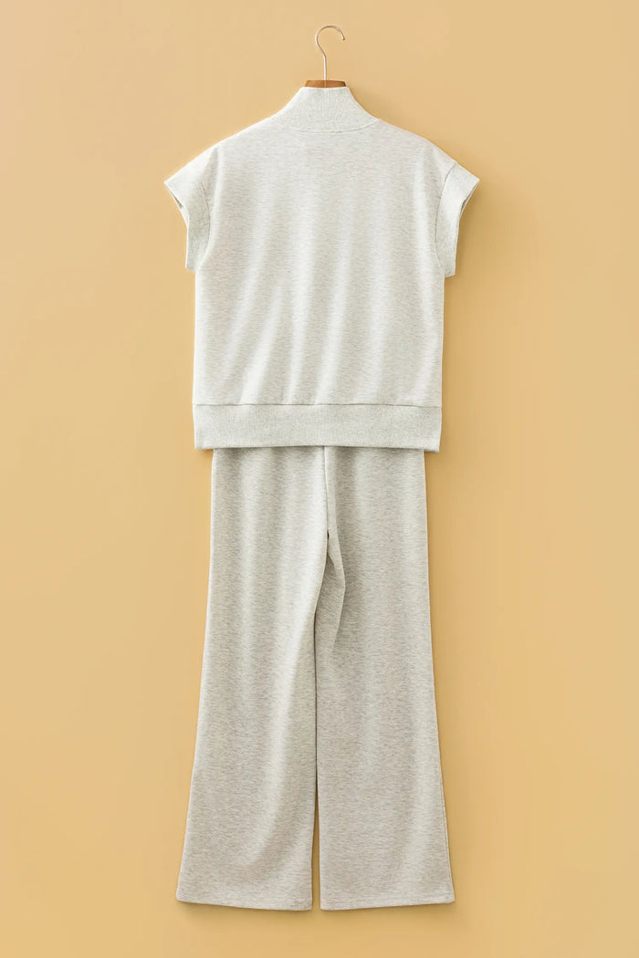 Half Zip Polo Tee Casual Trousers Co-ord Set