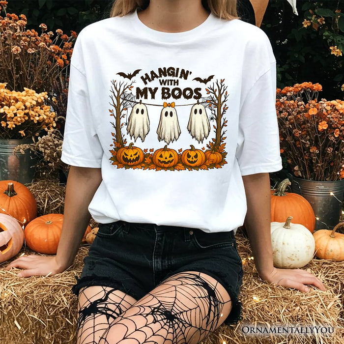 Hanging with My Boos Ghost T-Shirt, Funny Halloween Spooky Season Tee T-Shirts OrnamentallyYou