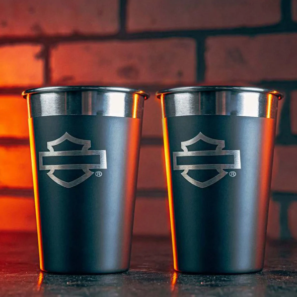 Harley-Davidson® Bar & Shield Stainless Steel Glass Set of 2 - 18 Oz.