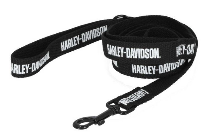 Harley-Davidson® Cotton Webbing H-D Text Pet Dog Leash w/Grab Handle – Black
