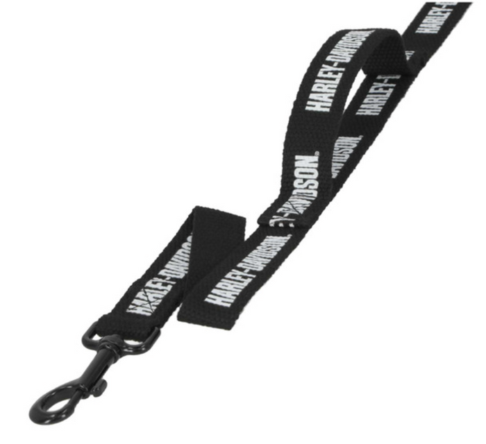 Harley-Davidson® Cotton Webbing H-D Text Pet Dog Leash w/Grab Handle – Black